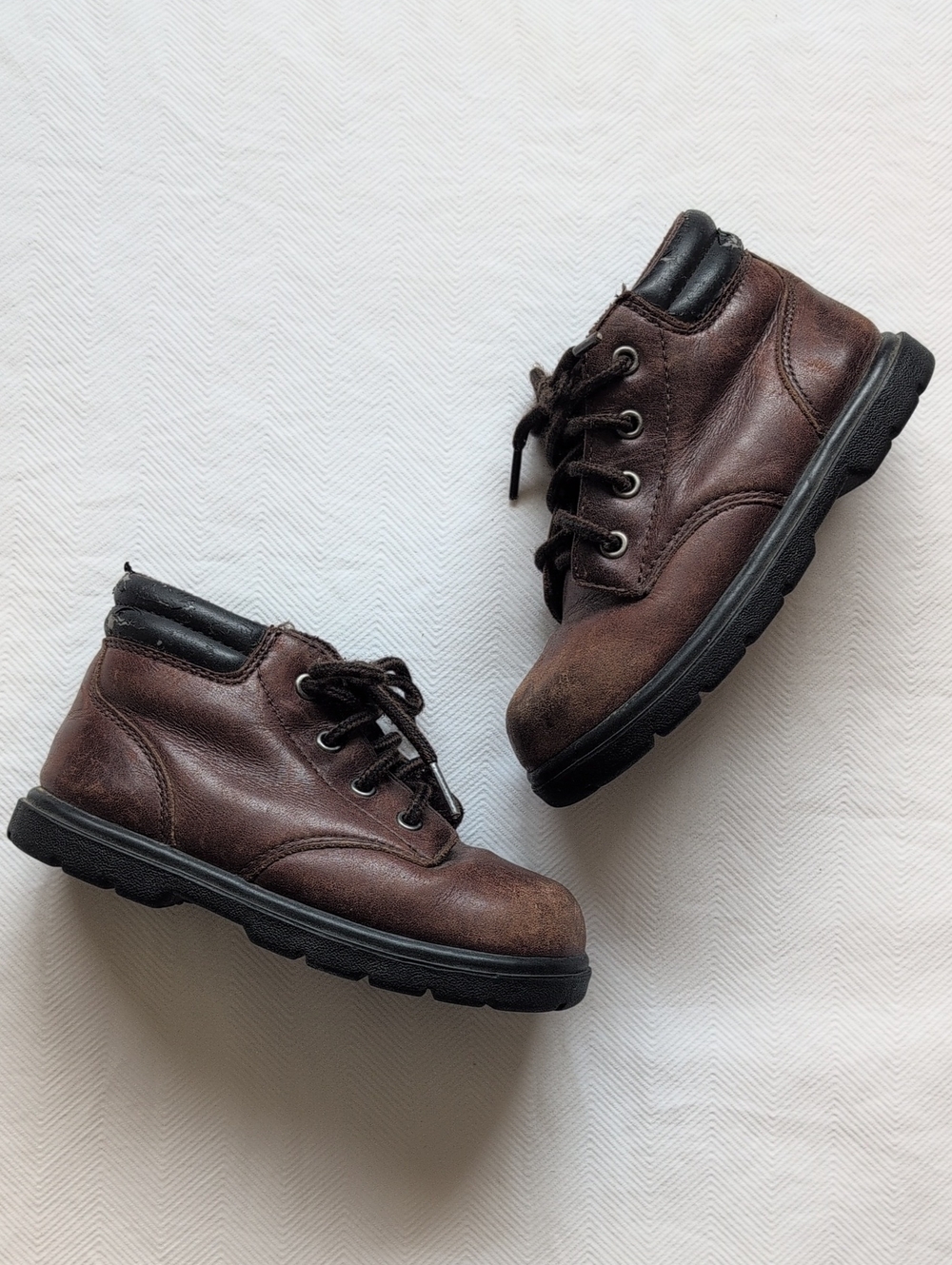 Vintage Stride Rite Toddler Brown Leather Broken In Work Boots Size 8M